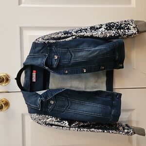 Girls Size 14 SO American Heritage Denim Jacket with sequin sleeves.
